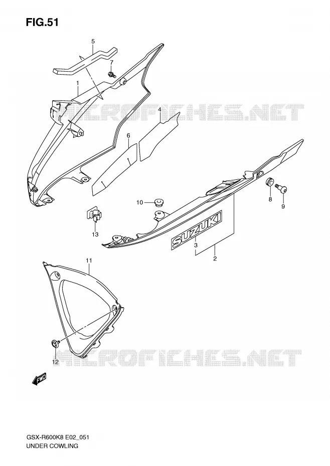 ONDER COWLING (MODEL K8) Suzuki MOTO 600 GSX-R 2010  GSX-R600L0(E2)