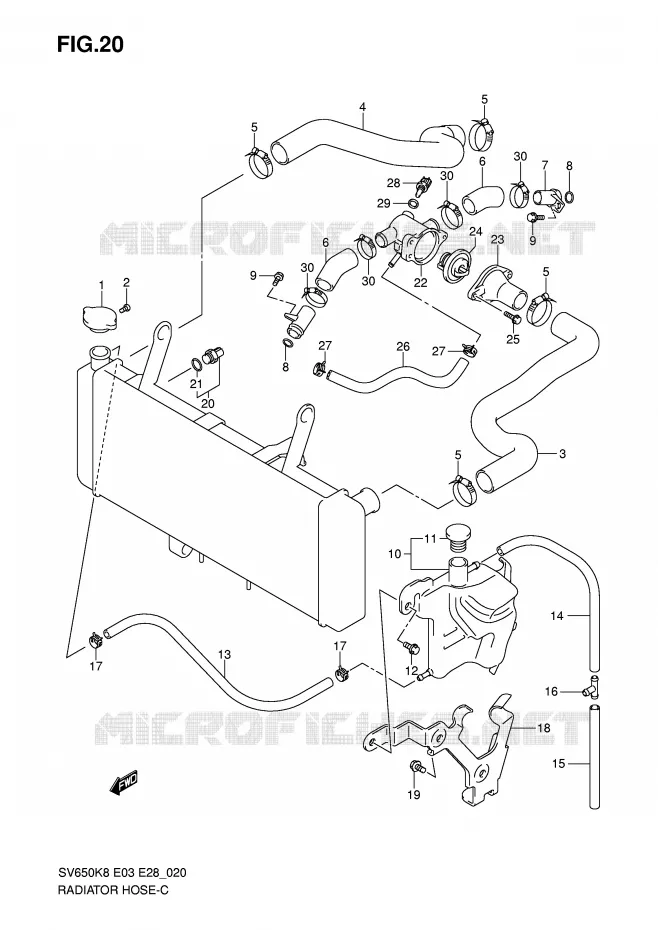 RADIATOR SLANG Suzuki MOTO 650 SV 2009  SV650SAK9(E3/E28)