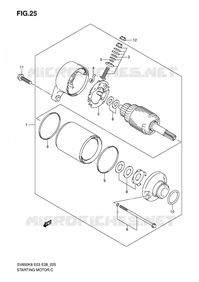 STARTMOTOR (MODEL K8/K9) Suzuki MOTO 650 SV 2009  SV650SK9(E3/E28)