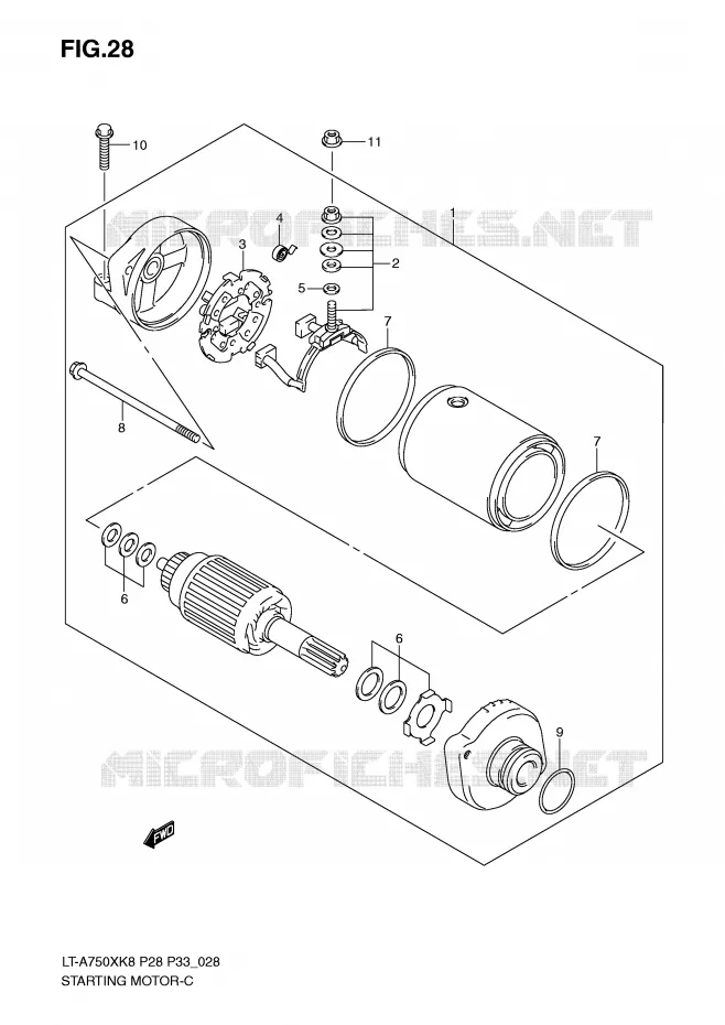 STARTMOTOR (MODEL K8/K9) Suzuki QUAD 750 KINGQUAD 2010  LT-A750XZL0(P28/P33)