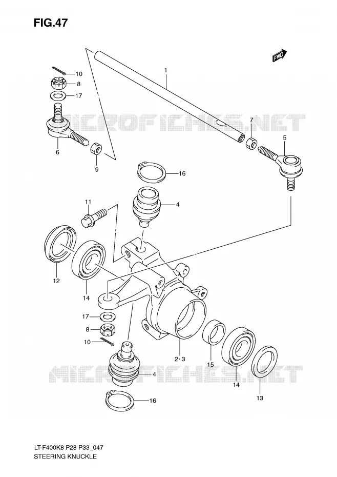 STUURINRICHTINGS - HUB Suzuki QUAD 400 KINGQUAD 2010  LT-F400L0(P28/P33)