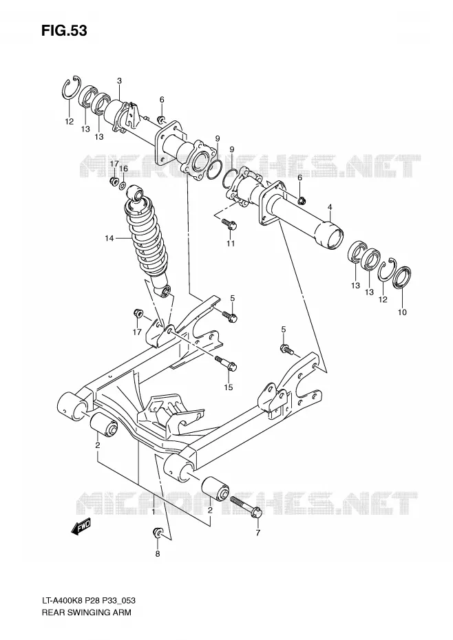 SWINGARM Suzuki QUAD 400 EIGER 2008  LT-A400K8(P28/P33)