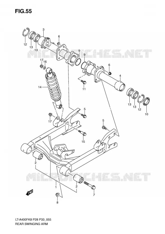 SWINGARM Suzuki QUAD 400 KINGQUAD 2010  LT-A400FL0(P28/P33)