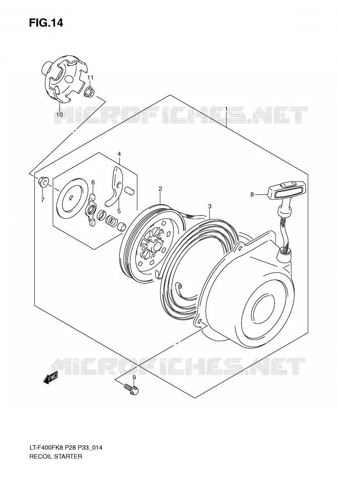 TERUGLOOPSTARTER (LT-F400FK8/FK9/FUL0) Suzuki QUAD 400 KINGQUAD 2009  LT-F400FK9(P28/P33)