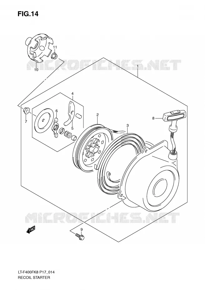 TERUGLOOPSTARTER (LT-F400FK8/FK9) Suzuki QUAD 400 KINGQUAD 2008  LT-F400FK8(P17)