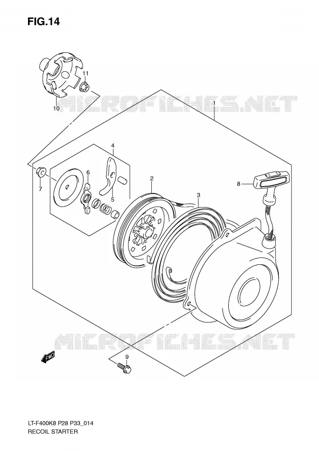 TERUGLOOPSTARTER (MODEL K8/K9) Suzuki QUAD 400 KINGQUAD 2010  LT-F400L0(P28/P33)