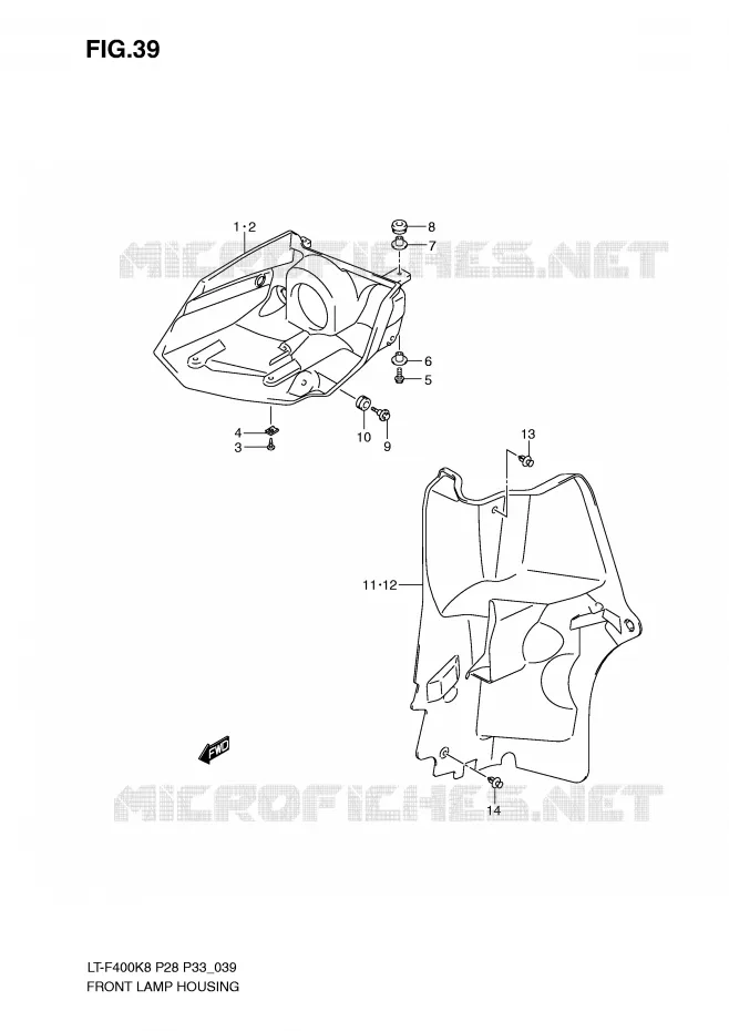 VOOR KOPLAMPBEHUIZING Suzuki QUAD 400 KINGQUAD 2009  LT-F400K9(P28/P33)