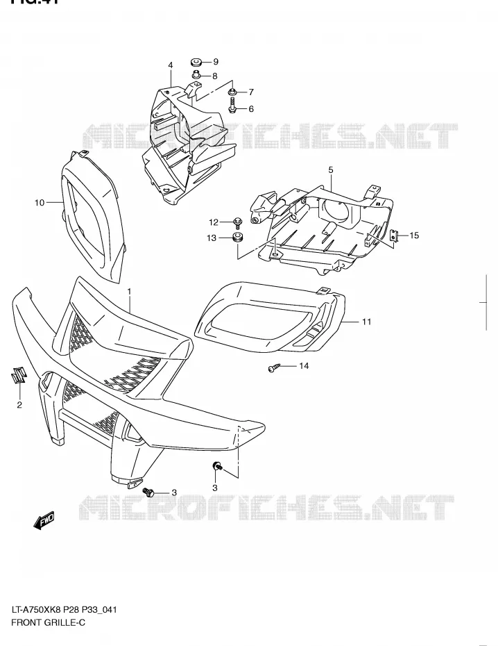 VOORBUMPER - KOPLAMPHUIS Suzuki QUAD 750 KINGQUAD 2009  LT-A750XK9(P28/P33)