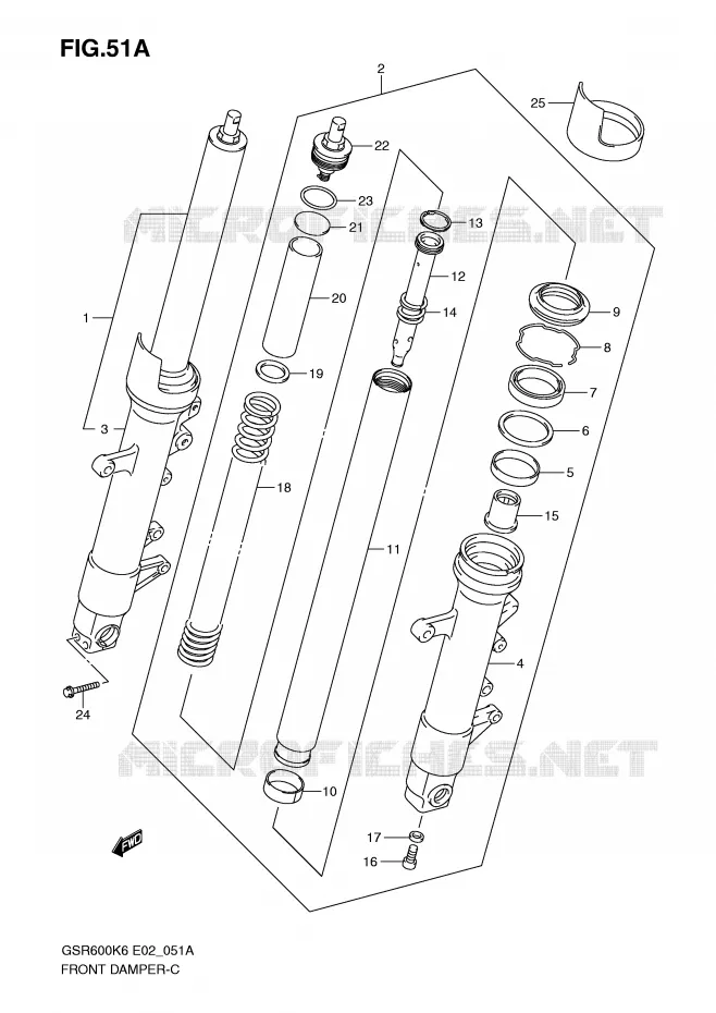 VOORVORK (MODEL K8/K9/L0) Suzuki MOTO 600 GSR 2007  GSR600UAK7(E2)