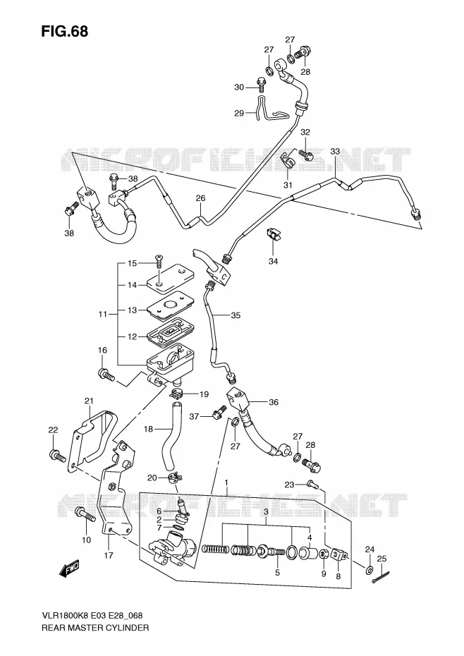 ACHTER HOOFDREMCILINDER Suzuki MOTO 1800 BOULEVARD 2008  VLR1800K8(E3/E28)