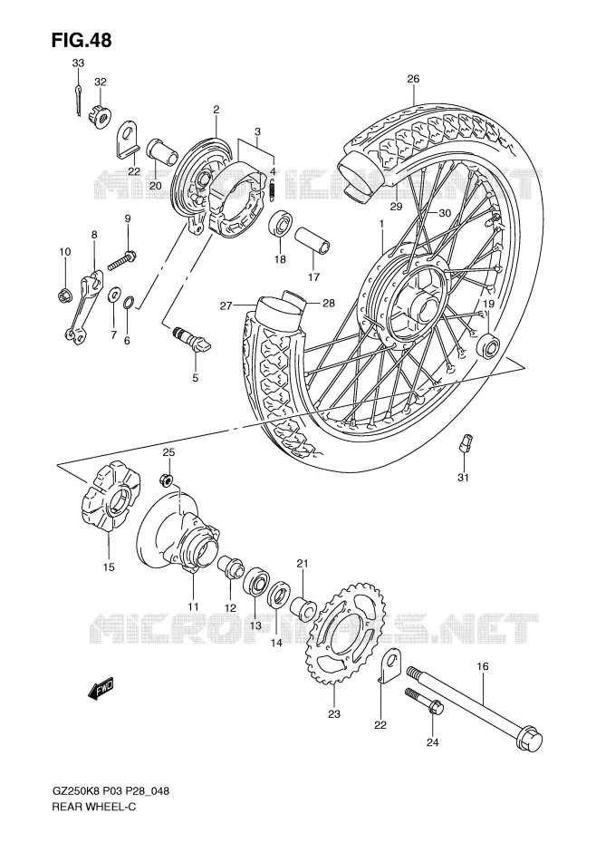 ACHTERWIEL Suzuki MOTO 250 MARAUDER 2008  GZ250K8(P3)