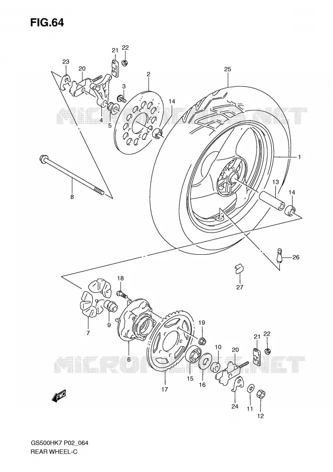 ACHTERWIEL Suzuki MOTO 500 GS-E 2008  GS500HK8(P02)
