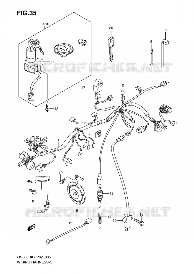 BEDRADING (GS500H P2, P19, P24, P54, GS500HU P19) Suzuki MOTO 500 GS-E 2007  GS500HUK7(P02)