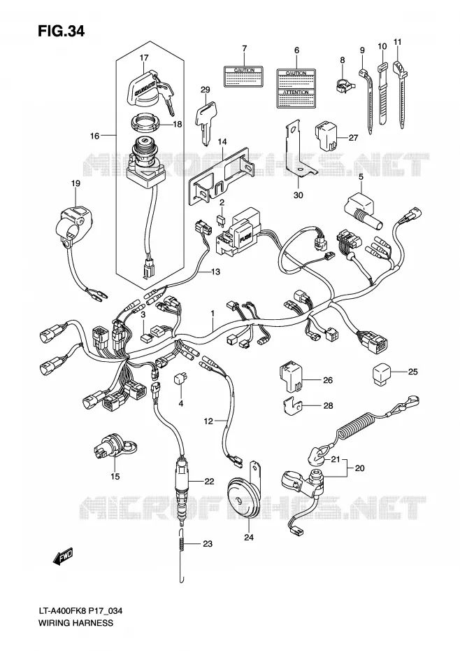 BEDRADING (LT-A400FK8/FK9) Suzuki QUAD 400 EIGER 2009  LT-A400FK9(P17)