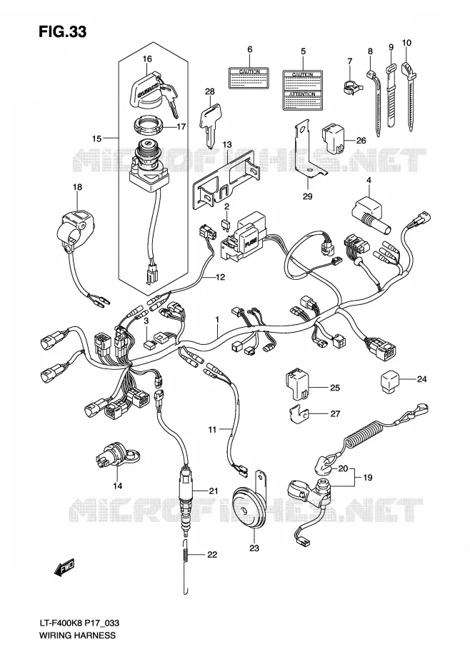 BEDRADING (MODEL K8/K9) Suzuki QUAD 400 KINGQUAD 2008  LT-F400K8(P17)