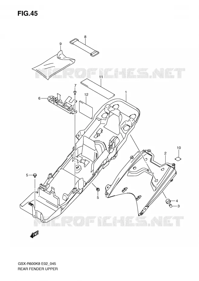 BOVENACHTERSPATBORD Suzuki MOTO 600 GSX-R 2010  GSX-R600UFL0(E2)