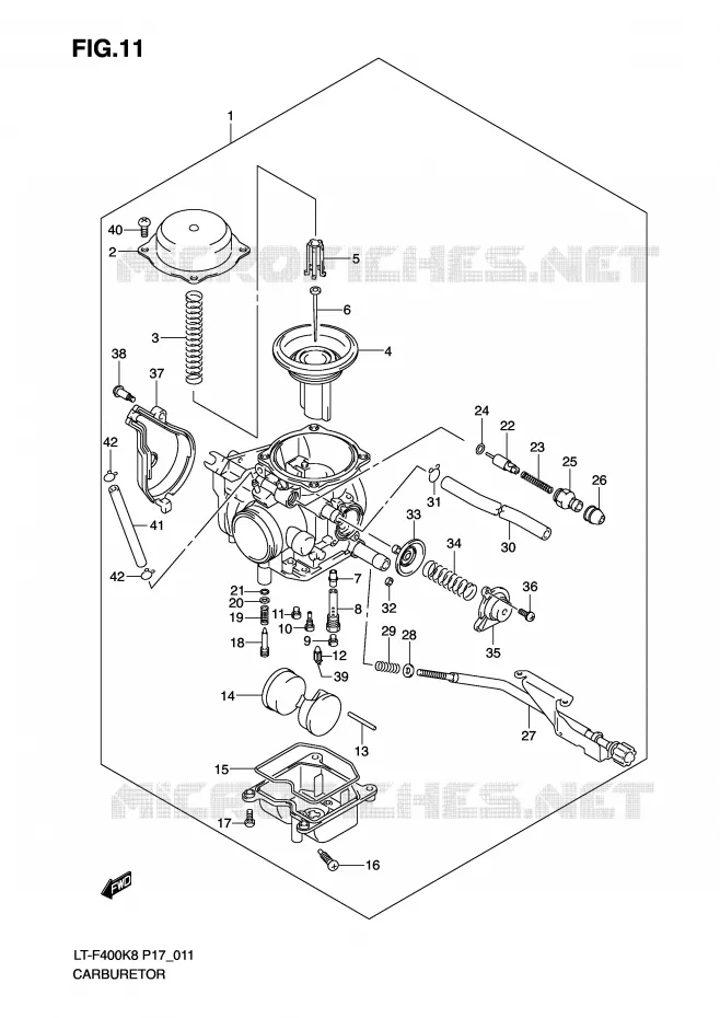CARBURATOR (MODEL K8/K9) Suzuki QUAD 400 KINGQUAD 2009  LT-F400K9(P17)