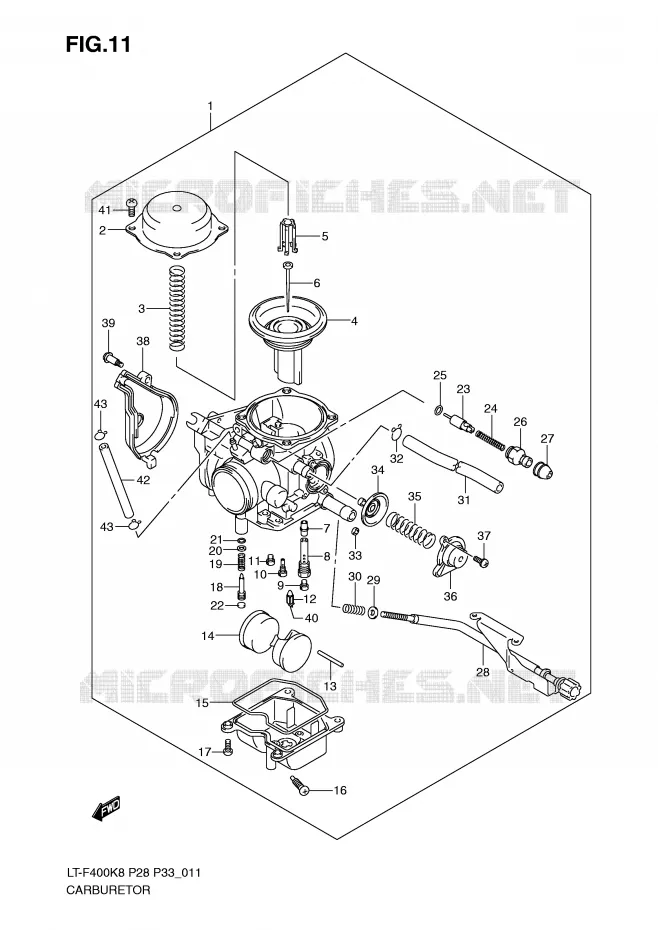 CARBURATOR (MODEL K8/K9) Suzuki QUAD 400 KINGQUAD 2009  LT-F400K9(P28/P33)