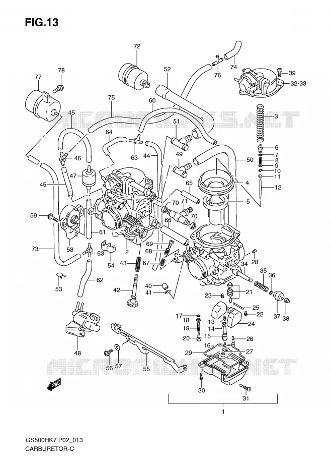 CARBURATOR Suzuki MOTO 500 GS-F 2007  GS500FHK7(P02)