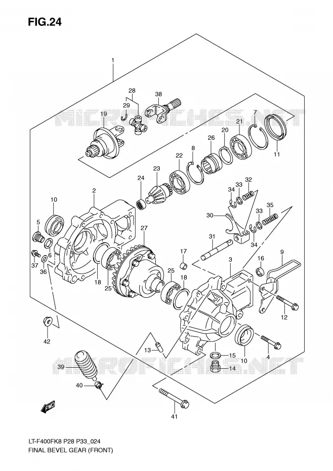 FINAL BEVEL GEAR (FRONT) Suzuki QUAD 400 KINGQUAD 2008  LT-F400FK8(P28/P33)