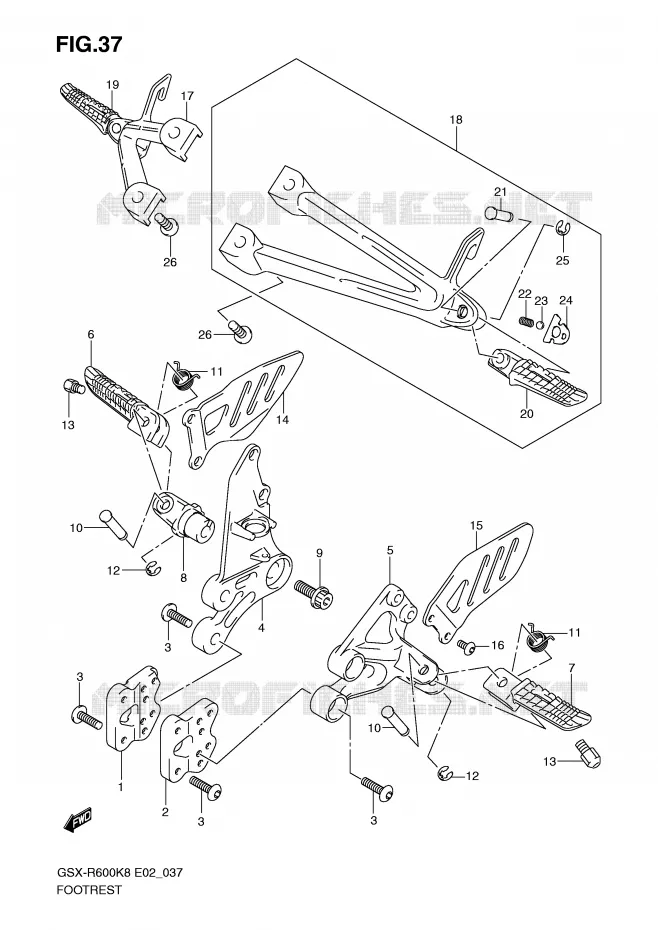 FOOTREST Suzuki MOTO 600 GSX-R 2010  GSX-R600UEL0(E2)