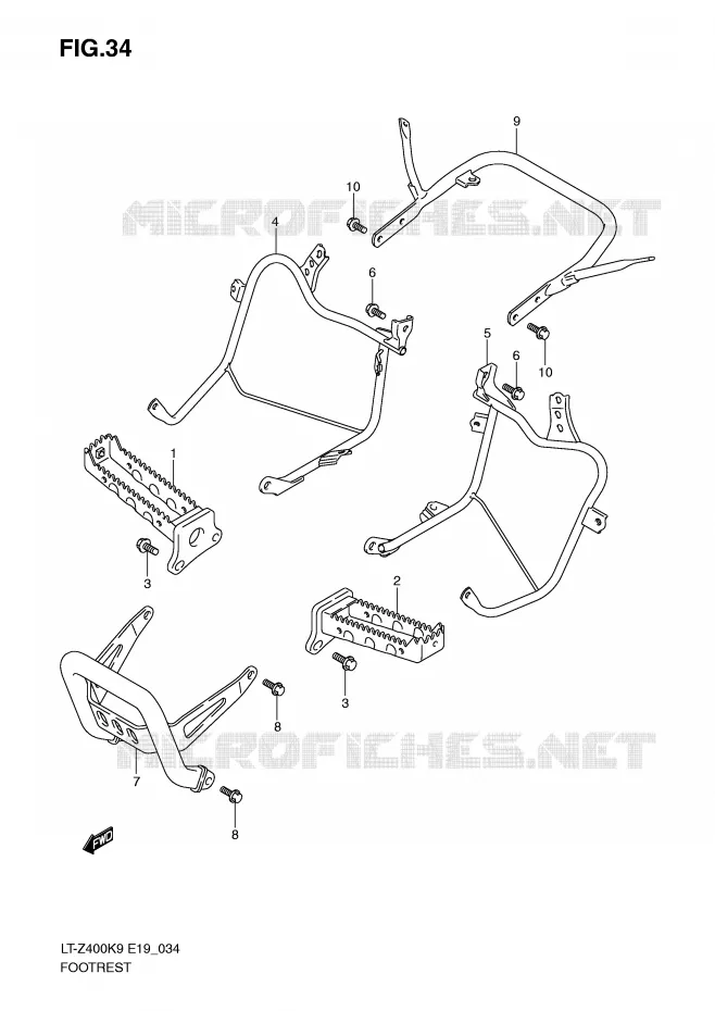 FOOTREST Suzuki QUAD 400 QUADSPORT 2009  LT-Z400ZK9(E19)