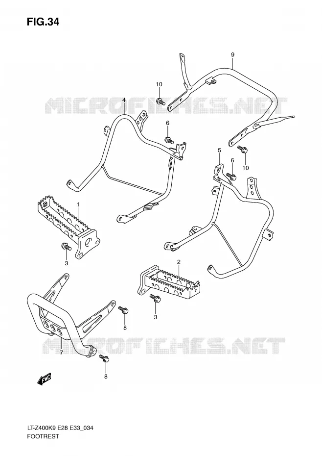 FOOTREST Suzuki QUAD 400 QUADSPORT 2009  LT-Z400ZK9(E28/E33)