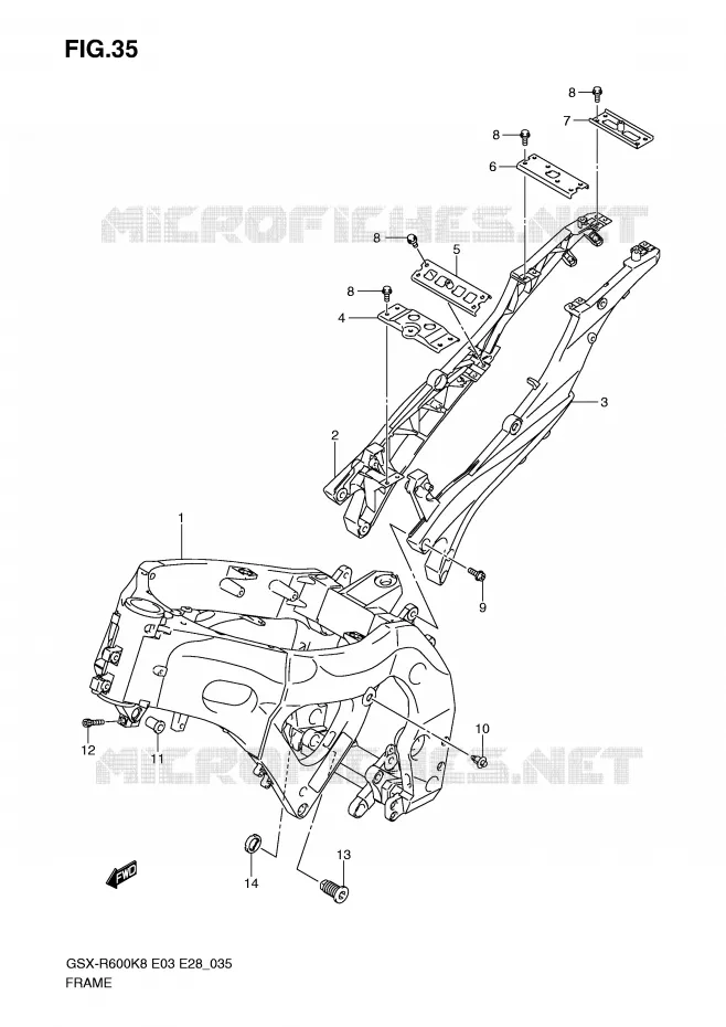 FRAME (MODEL K8/K9) Suzuki MOTO 600 GSX-R 2008  GSX-R600K8(E3/E28)