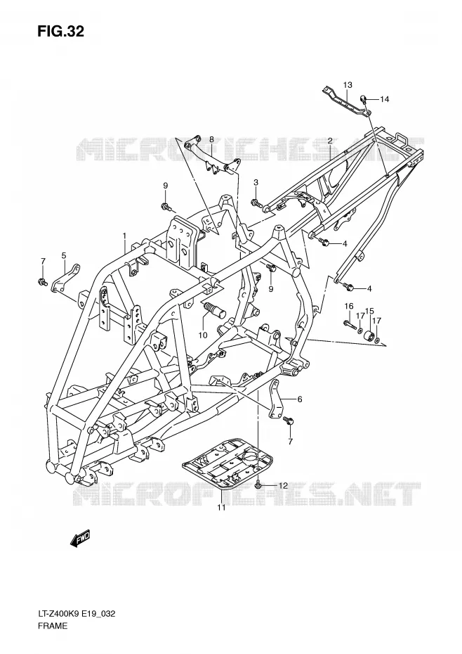 FRAME Suzuki QUAD 400 QUADSPORT 2009  LT-Z400ZK9(E19)