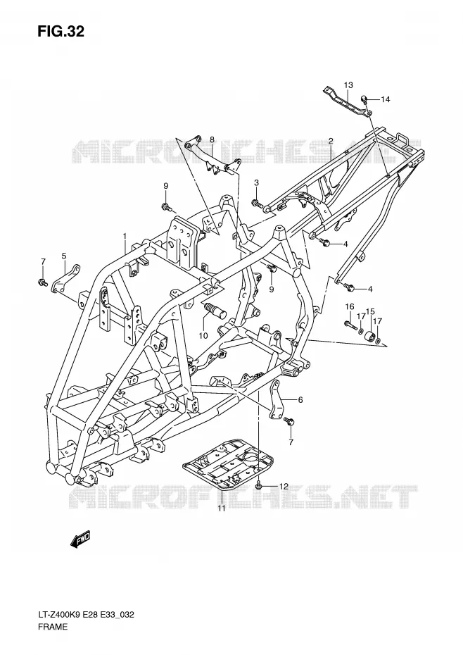 FRAME Suzuki QUAD 400 QUADSPORT 2009  LT-Z400ZK9(E28/E33)