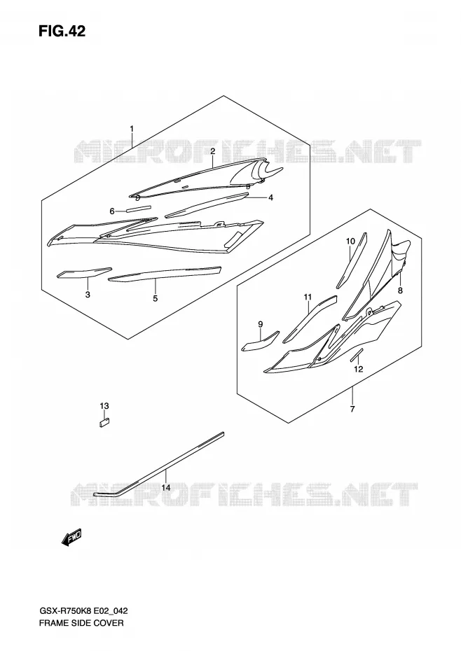 FRAME ZIJKLEP (MODEL K8) Suzuki MOTO 750 GSX-R 2008  GSX-R750K8(E2)