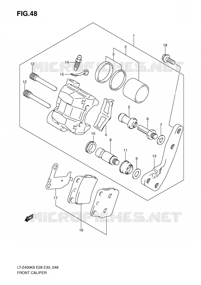 FRONT CALIPER Suzuki QUAD 400 QUADSPORT 2009  LT-Z400ZK9(E28/E33)