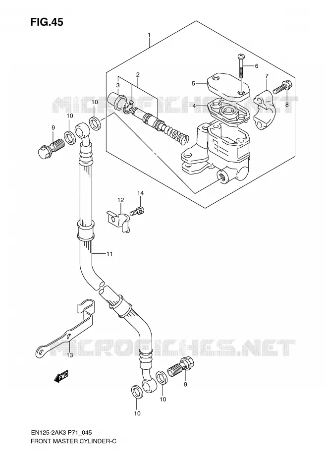 FRONT HOOFDREMCILINDER (EN125-2AK3) Suzuki MOTO 125 EN 2007  EN125-2AK7(P71)