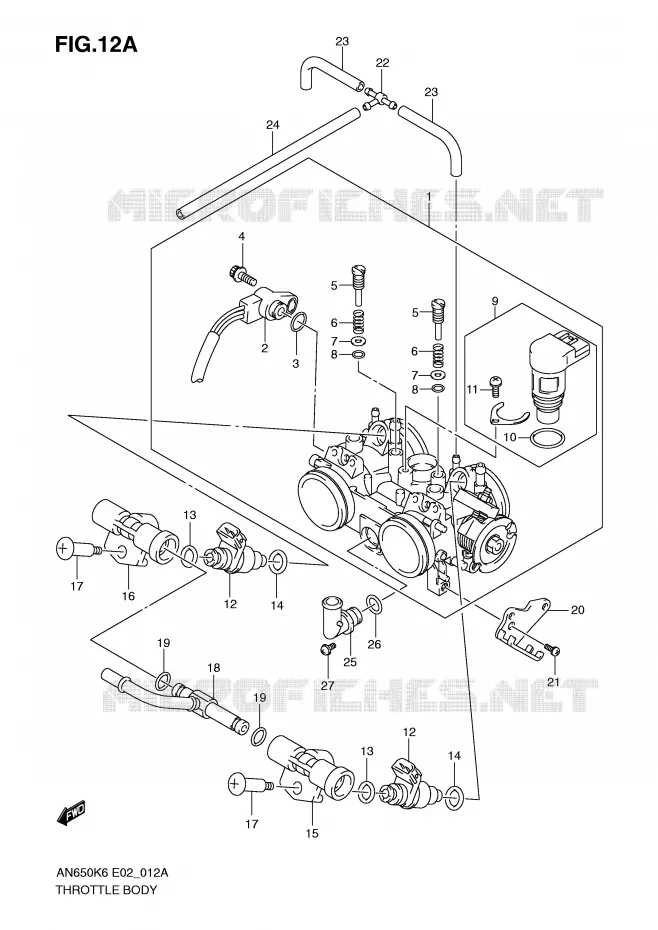 GASKLEPHUIS (MODEL K7) Suzuki SCOOTER 650 BURGMAN 2009  AN650K9(E2)