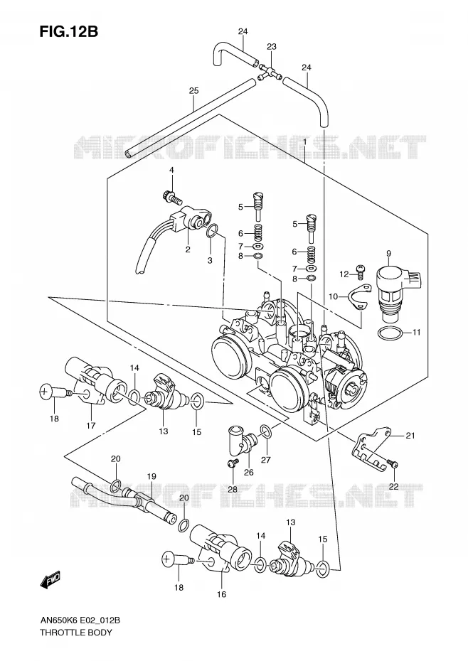 GASKLEPHUIS (MODEL K8/K9/L0) Suzuki SCOOTER 650 BURGMAN 2007  AN650K7(E2)