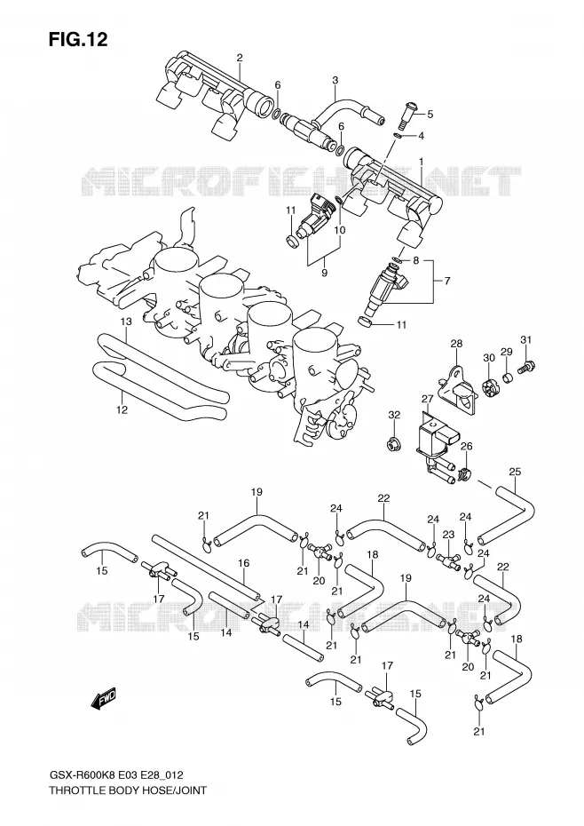 GASKLEPHUIS SLANG / JOINT Suzuki MOTO 600 GSX-R 2010  GSX-R600L0(E3/E28)