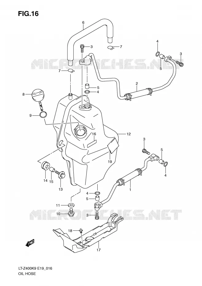 OLIE SLANG Suzuki QUAD 400 QUADSPORT 2010  LT-Z400L0(E19)