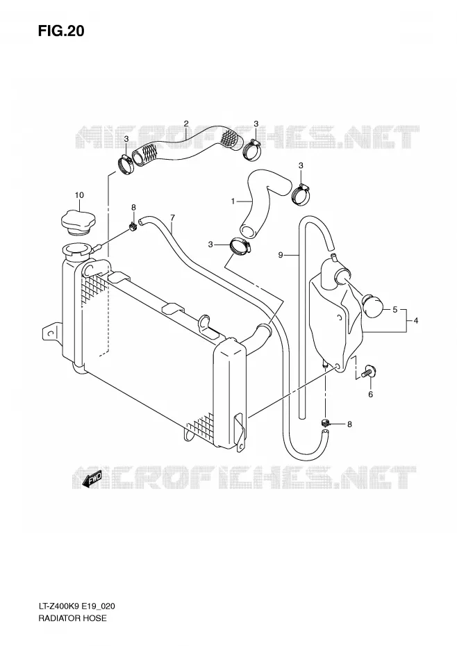 RADIATOR SLANG Suzuki QUAD 400 QUADSPORT 2009  LT-Z400K9(E19)