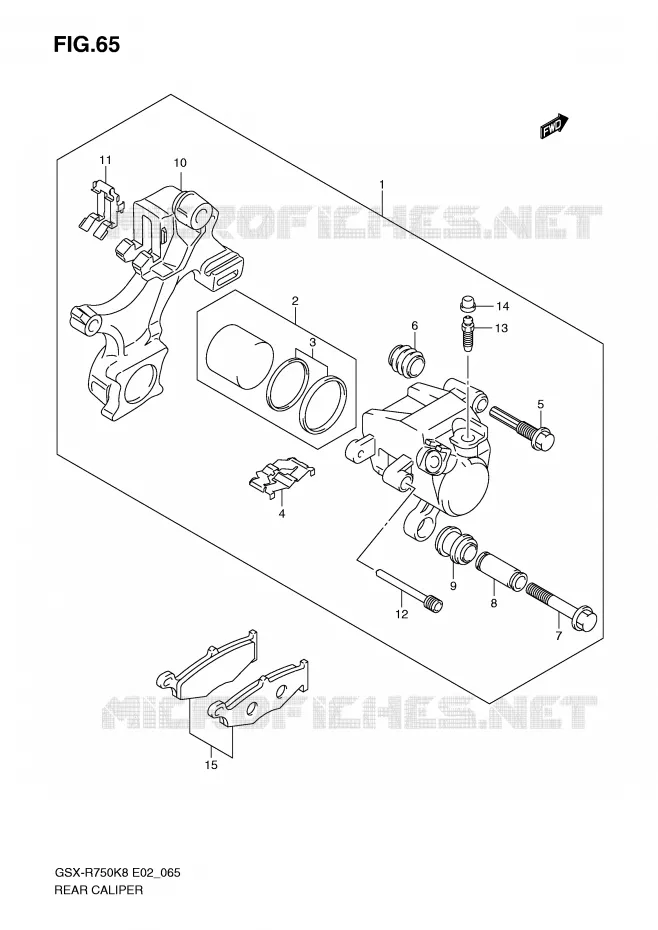 REAR CALIPER Suzuki MOTO 750 GSX-R 2008  GSX-R750U2K8(E2)