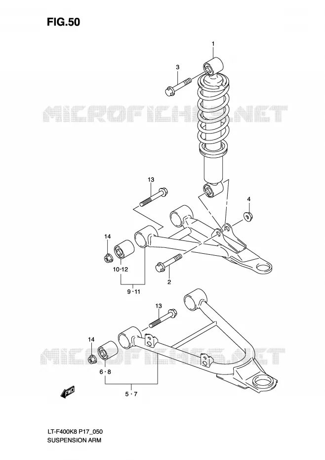 SCHOKDEMPER - VORKBEEN Suzuki QUAD 400 KINGQUAD 2010  LT-F400L0(P17)