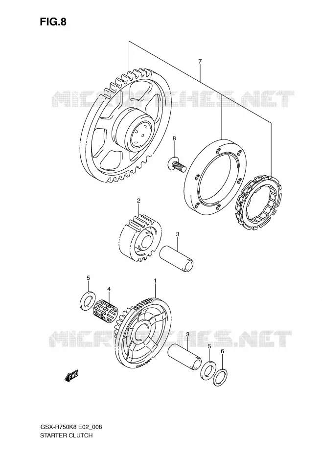 STARTMOTOR CLUTCH Suzuki MOTO 750 GSX-R 2008  GSX-R750U2K8(E2)