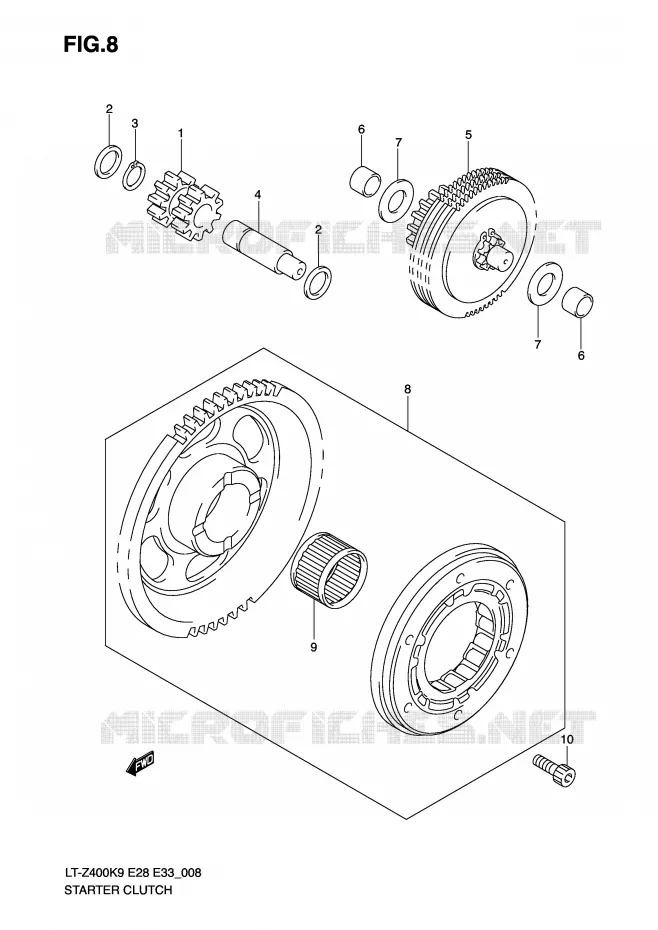 STARTMOTOR CLUTCH Suzuki QUAD 400 QUADSPORT 2010  LT-Z400ZL0(E28/E33)