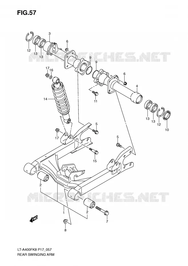 SWINGARM Suzuki QUAD 400 KINGQUAD 2010  LT-A400FL0(P17)