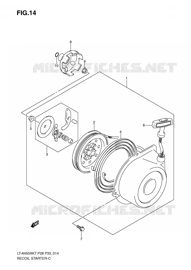TERUGLOOPSTARTER (MODEL K7/K8/K9) Suzuki QUAD 450 KINGQUAD 2008  LT-A450XK8(P28/P33)