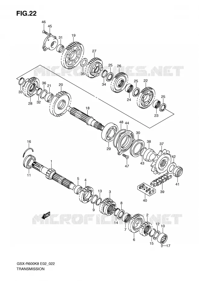 TRANSMISSION Suzuki MOTO 600 GSX-R 2009  GSX-R600UEK9(E2)