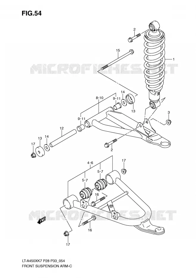 VOORWIELOPHANGING ARM (MODEL K7) Suzuki QUAD 450 KINGQUAD 2008  LT-A450XZK8(P28/P33)