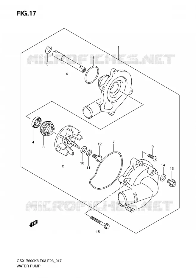 WATERPOMP Suzuki MOTO 600 GSX-R 2008  GSX-R600K8(E3/E28)