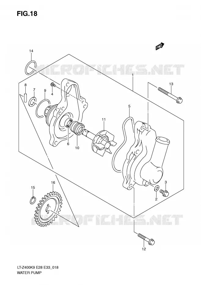 WATERPOMP Suzuki QUAD 400 QUADSPORT 2009  LT-Z400ZK9(E28/E33)