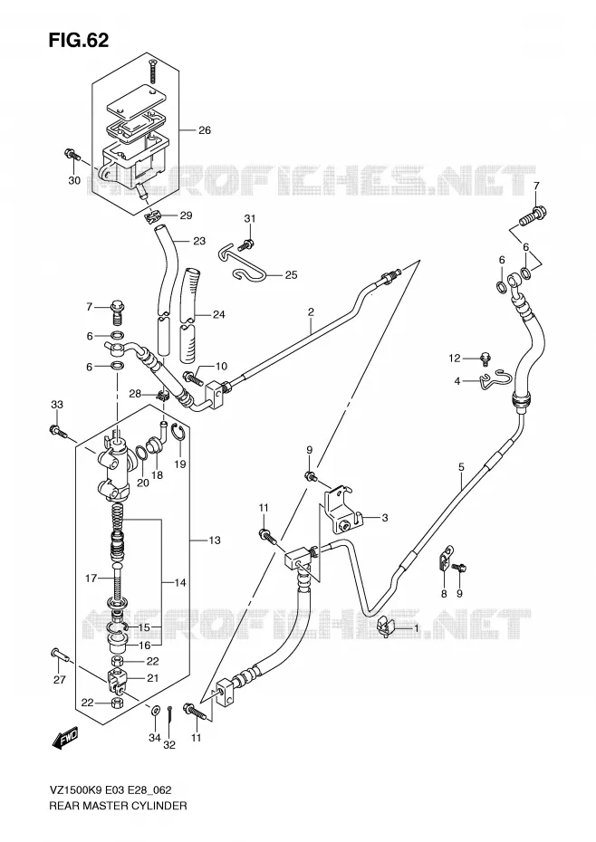 ACHTER HOOFDREMCILINDER Suzuki MOTO 1500 BOULEVARD 2010  VZ1500L0(E3/E28)