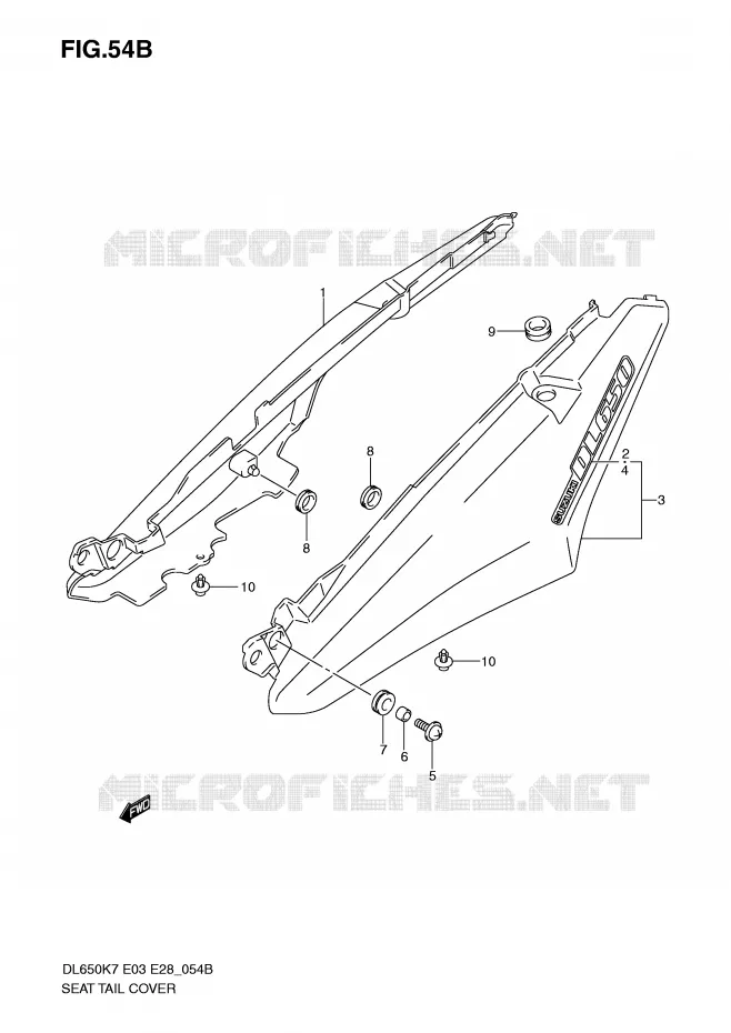 ACHTER KUIP - SEAT COWL (MODEL K9/L0) Suzuki MOTO 650 V-STROM 2007  DL650K7(E3/E28)